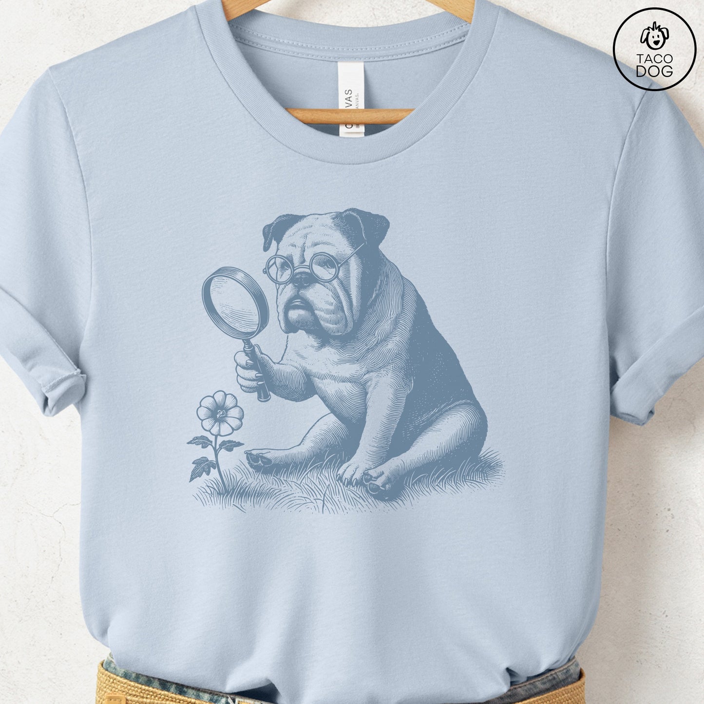 English Bulldog Botanist Flower T-Shirt