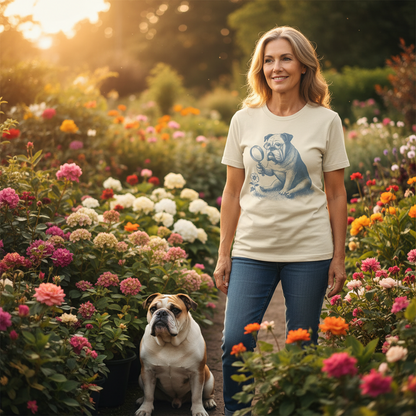 English Bulldog Botanist Flower T-Shirt