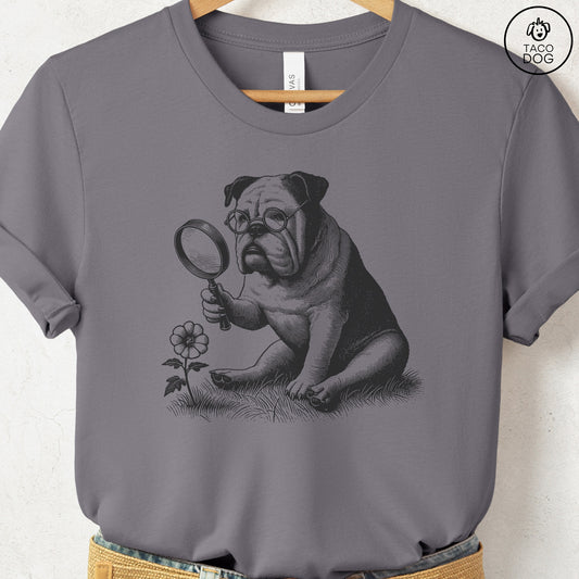 English Bulldog Botanist Flower T-Shirt Storm Taco-Dog