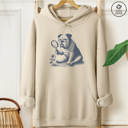 English Bulldog Botanist Flower Hoodie Sand Taco-Dog