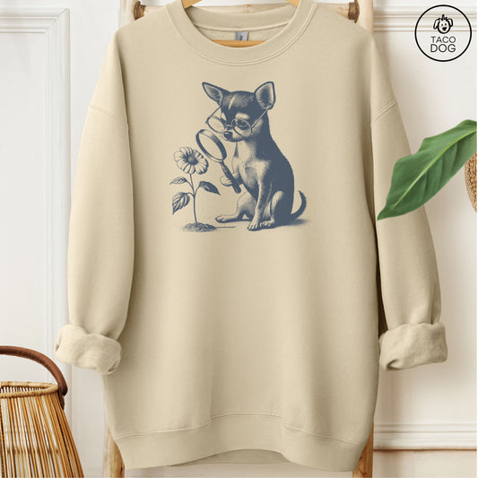 Chihuahua Botanist Flower Sweatshirt Sand Taco-Dog
