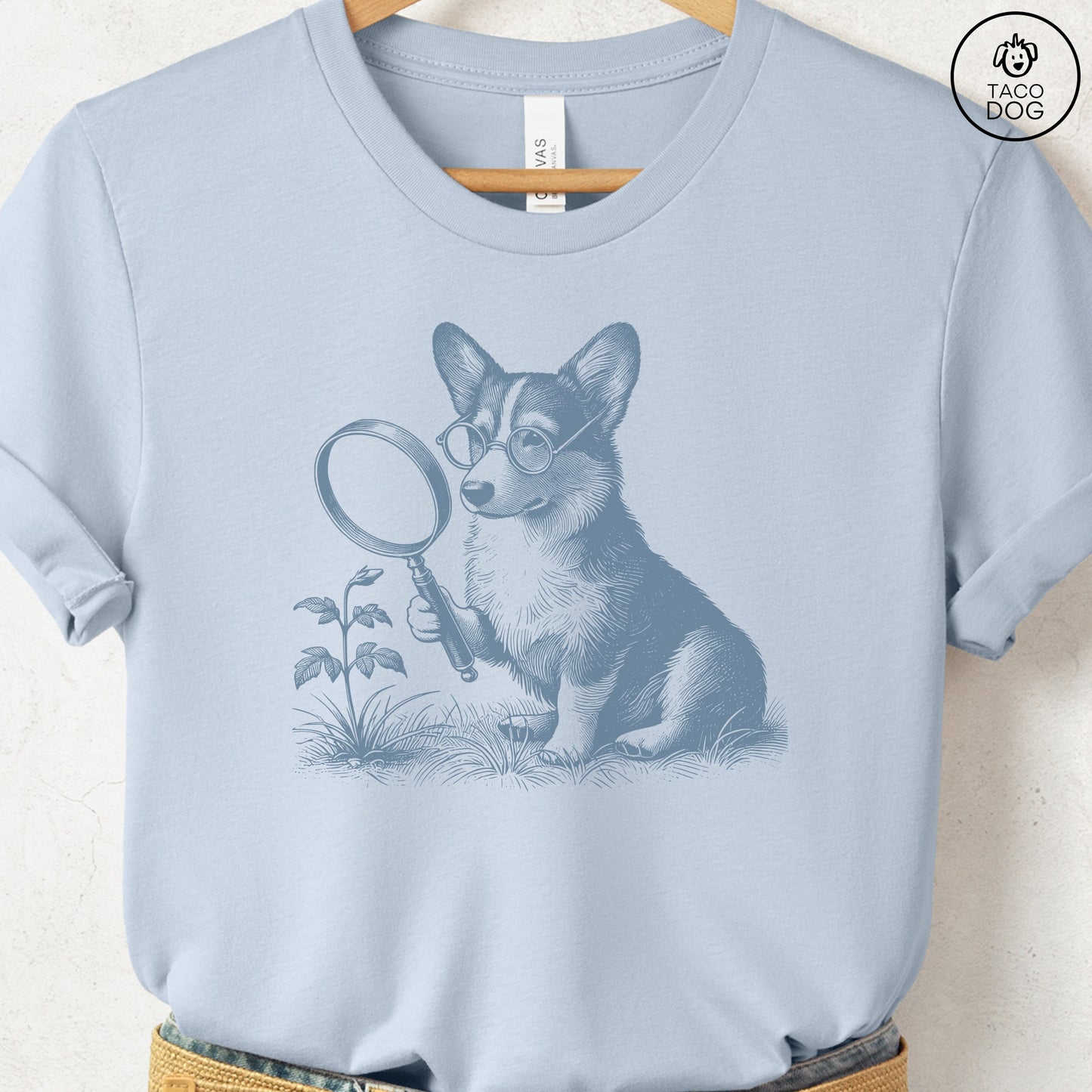 Corgi Botanist Flower T-Shirt