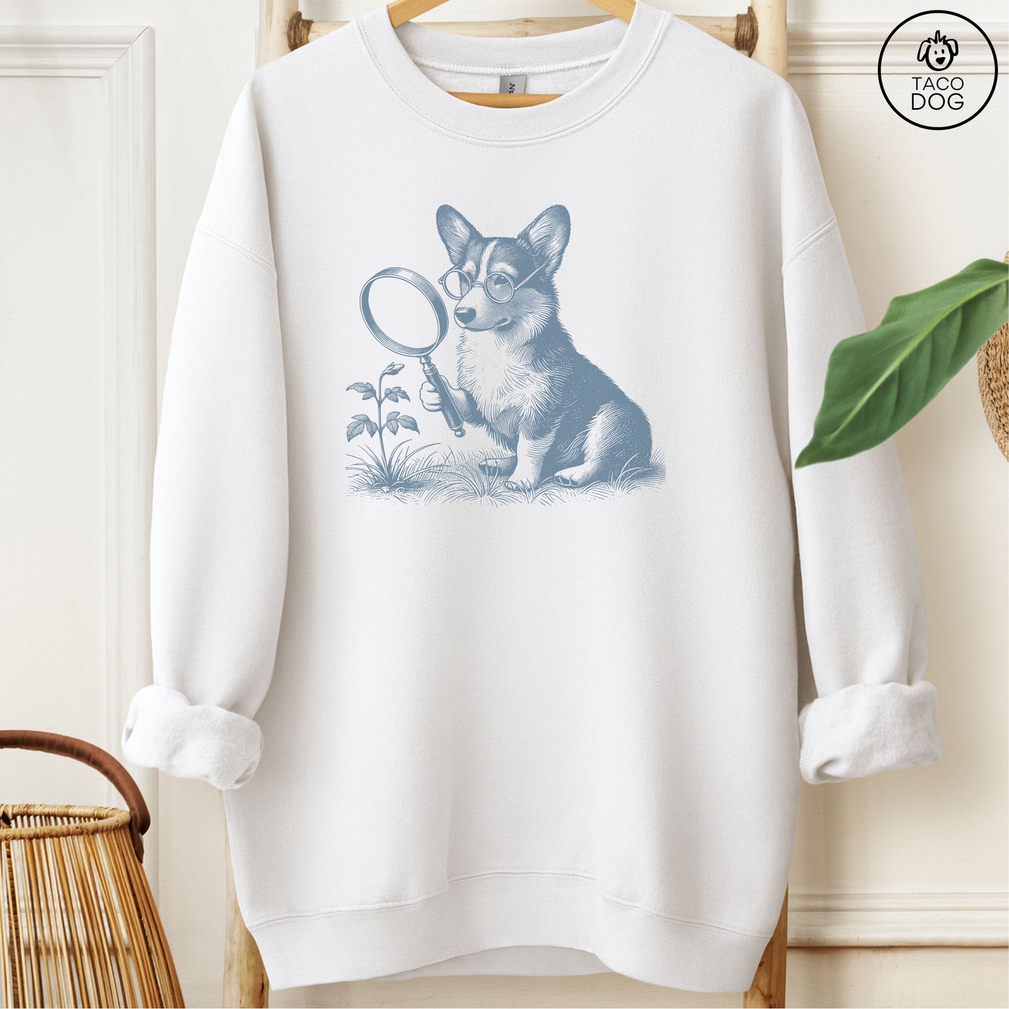 Corgi Botanist Flower Sweatshirt