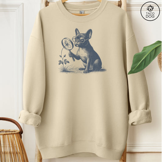 French Bulldog Frenchie Botanist Flower Sweatshirt Sand Taco-Dog