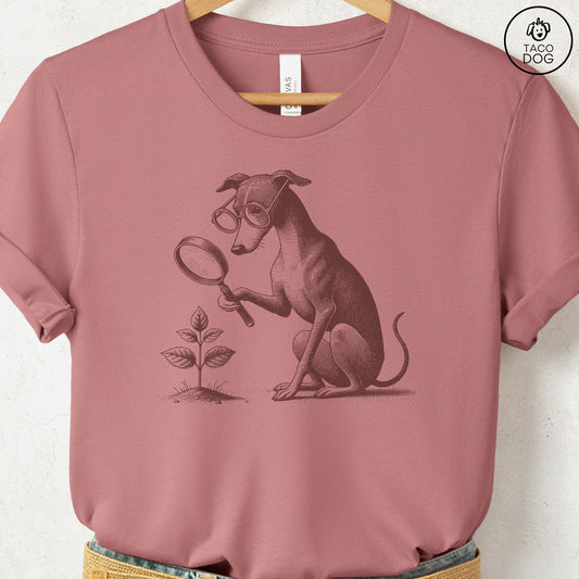 Italian Greyhound Whippet Iggy Botanist Flower T-Shirt Heather Mauve Taco-Dog