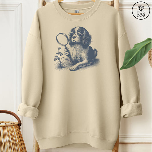 Cavalier King Charles Spaniel Botanist Flower Sweatshirt Sand Taco-Dog