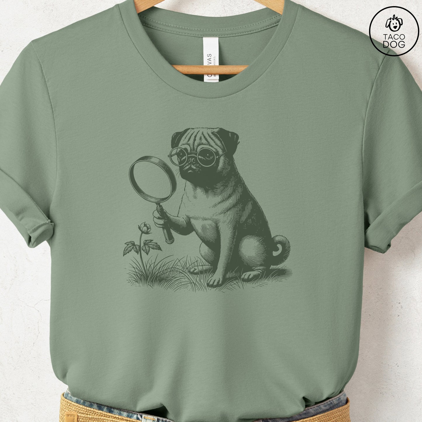 Pug Botanist Flower T-Shirt
