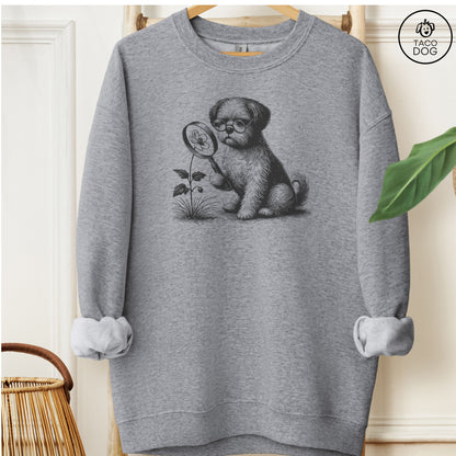 Shih Tzu Botanist Flower Sweatshirt Graphite Heather Taco-Dog