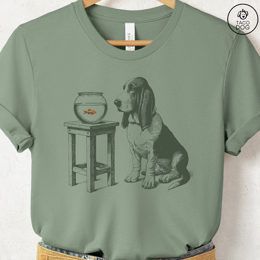 Basset Hound Goldfish T-Shirt Sage Taco-Dog