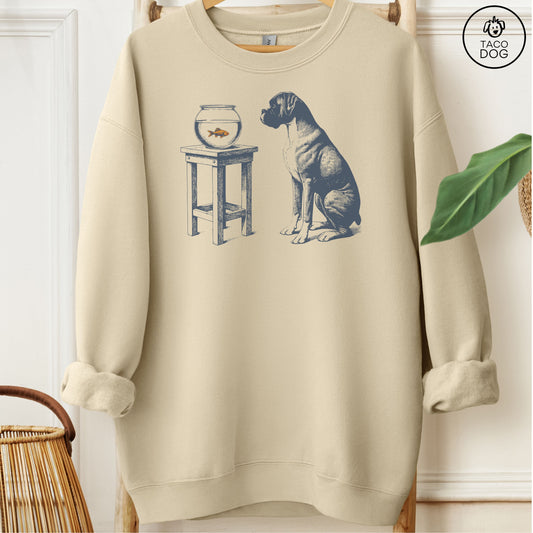 Boxer Dog Goldfish Sweatshirt Sand Taco-Dog