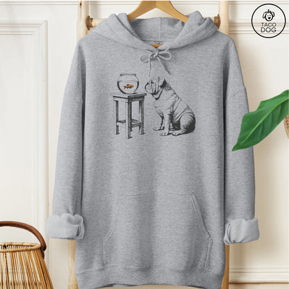 English Bulldog Goldfish Hoodie Graphite Heather Taco-Dog
