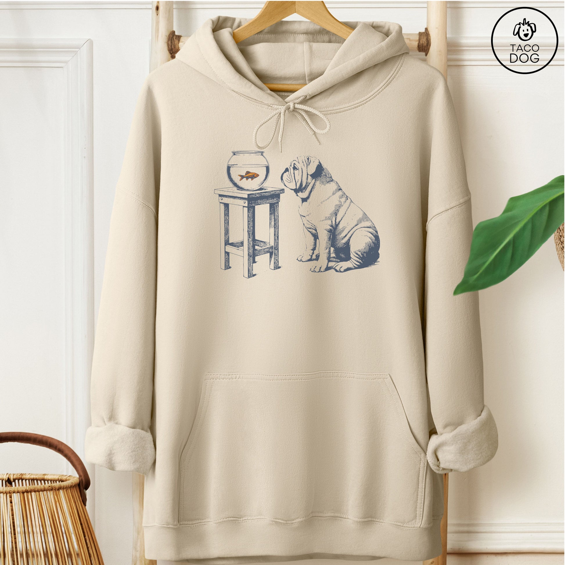 English Bulldog Goldfish Hoodie Sand Taco-Dog