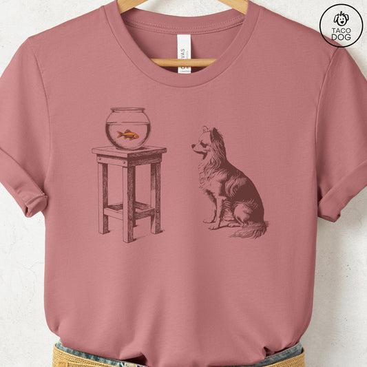 Chihuahua Goldfish T-Shirt Heather Mauve Taco-Dog