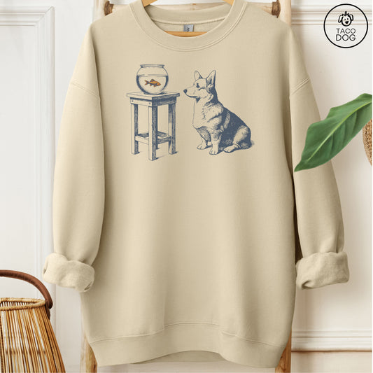 Corgi Goldfish Sweatshirt Sand Taco-Dog