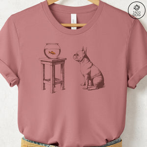 French Bulldog Frenchie Goldfish T-Shirt Heather Mauve Taco-Dog