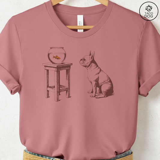 French Bulldog Frenchie Goldfish T-Shirt Heather Mauve Taco-Dog