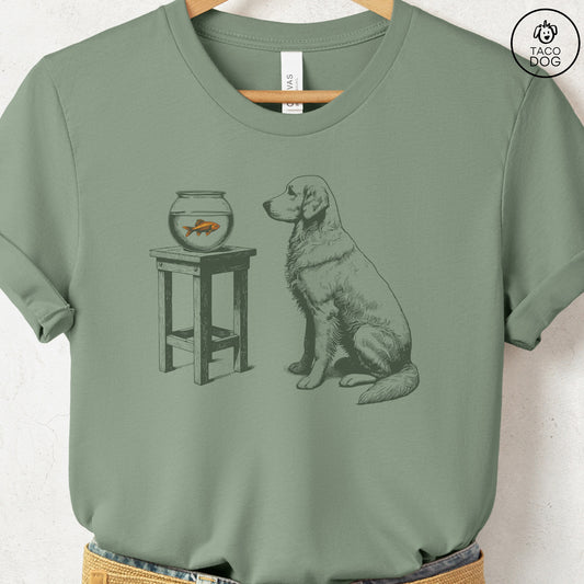 Golden Retriever Goldfish T-Shirt Sage Taco-Dog