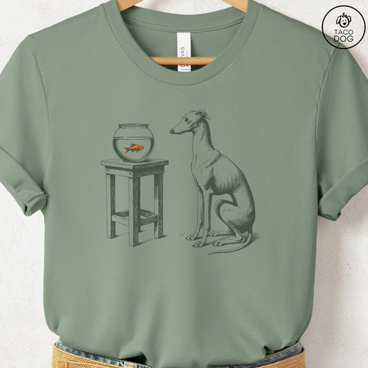 Italian Greyhound Whippet Iggy Goldfish T-Shirt Sage Taco-Dog