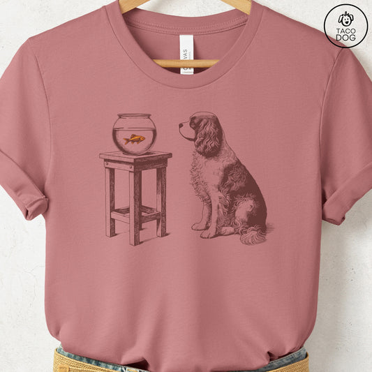 Cavalier King Charles Spaniel Goldfish T-Shirt Heather Mauve Taco-Dog