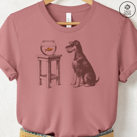 Schnauzer Goldfish T-Shirt Heather Mauve Taco-Dog