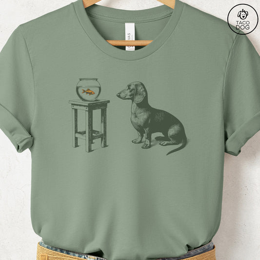 Dachshund Weenie Goldfish T-Shirt Sage Taco-Dog
