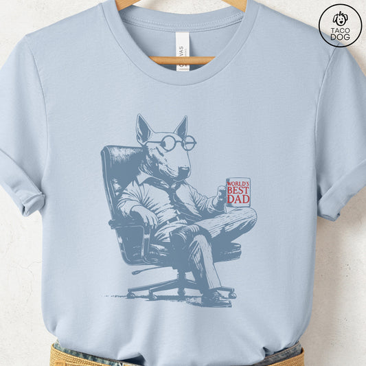 English Bull Terrier Bully World's Best Dad Mug T-Shirt Light Blue Taco-Dog