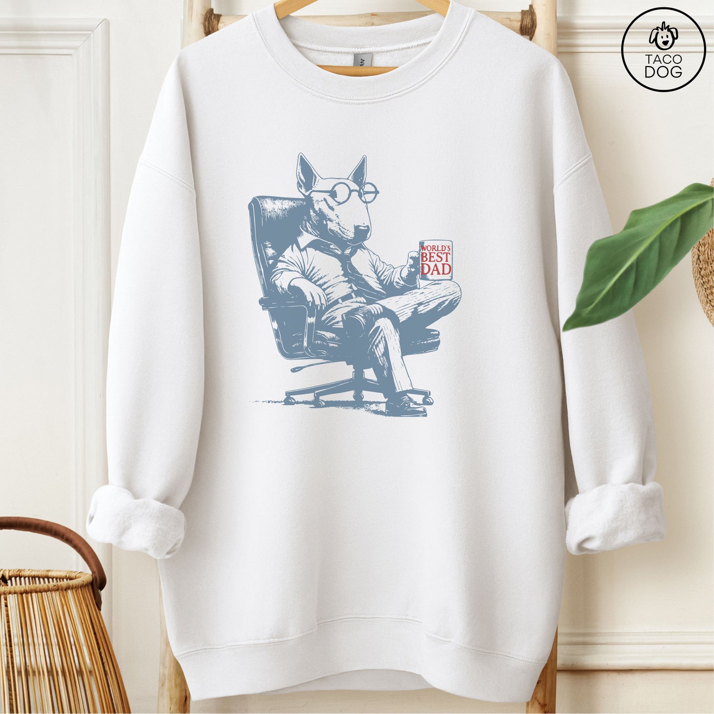 English Bull Terrier Bully World's Best Dad Mug Sweatshirt White Taco-Dog