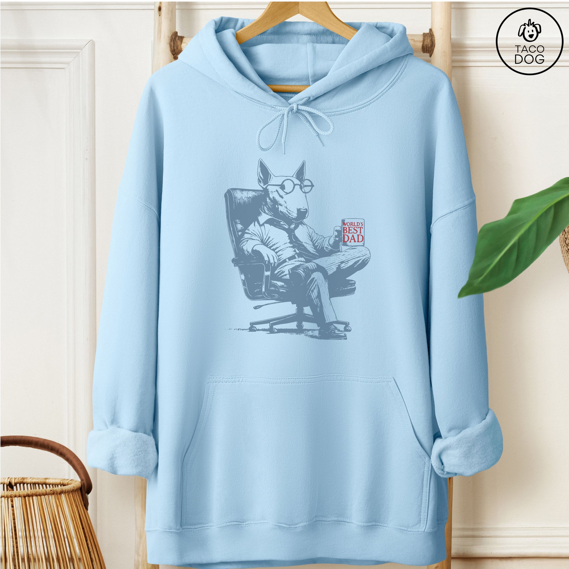 English Bull Terrier Bully World's Best Dad Mug Hoodie Light Blue Taco-Dog