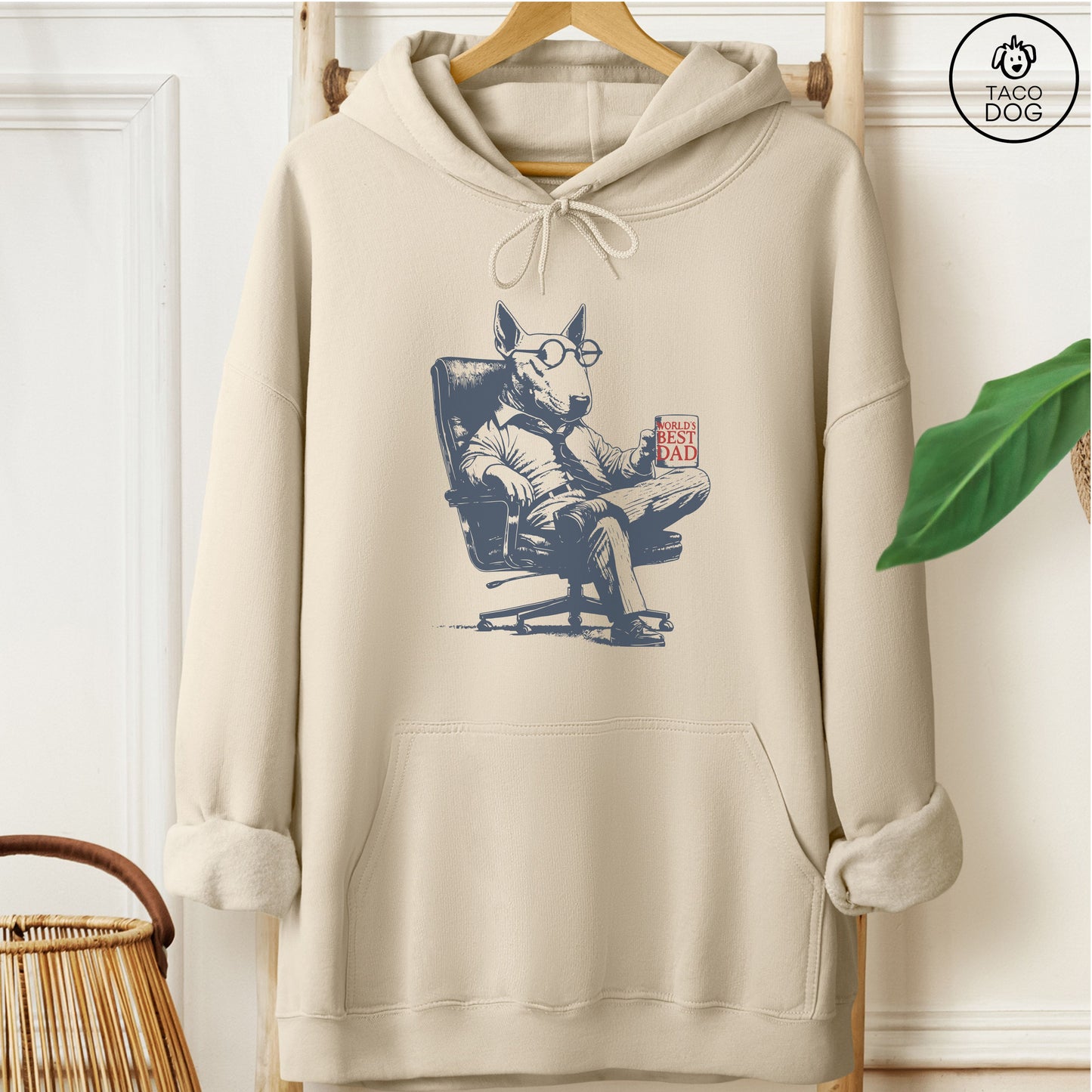 English Bull Terrier Bully World's Best Dad Mug Hoodie Sand Taco-Dog