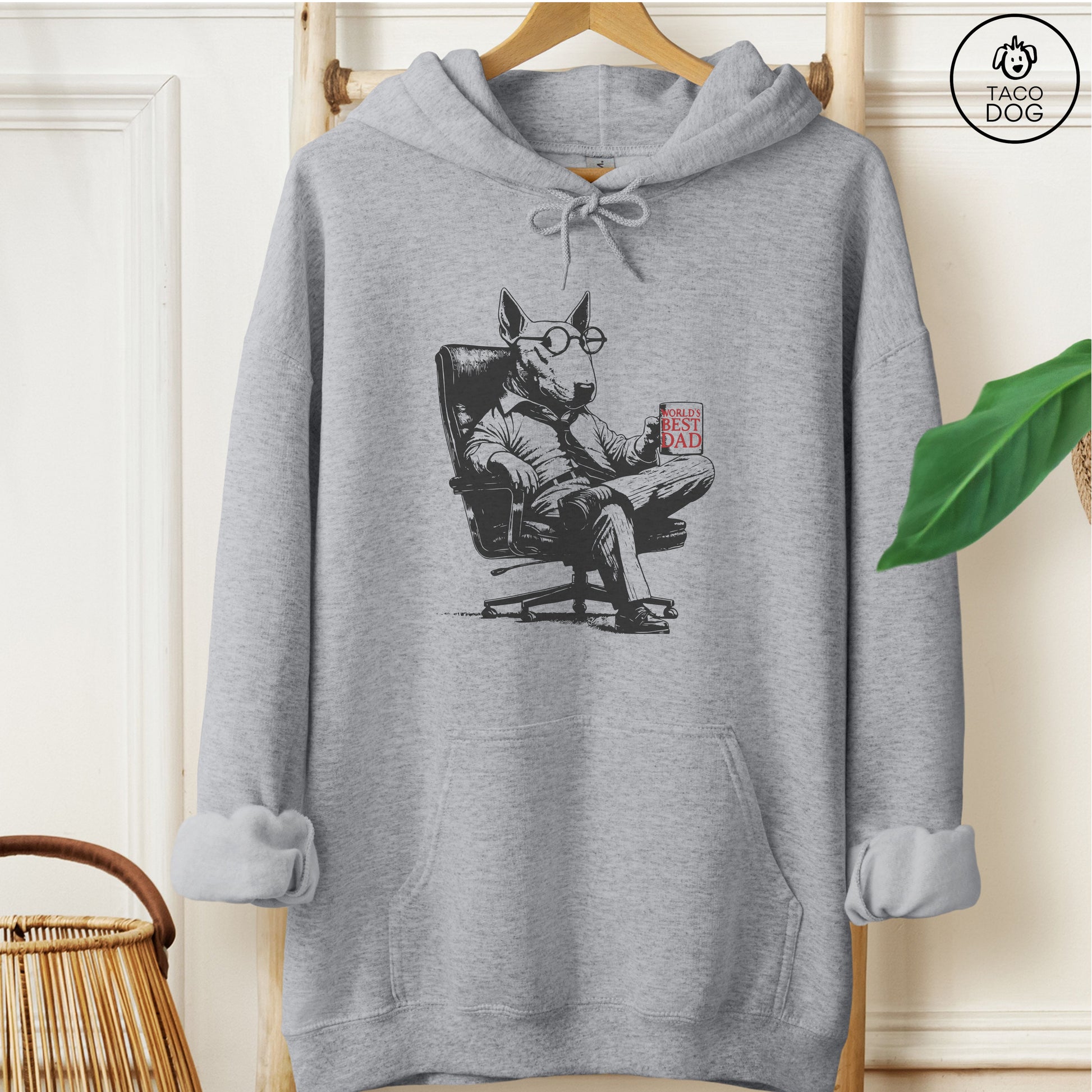 English Bull Terrier Bully World's Best Dad Mug Hoodie Graphite Heather Taco-Dog