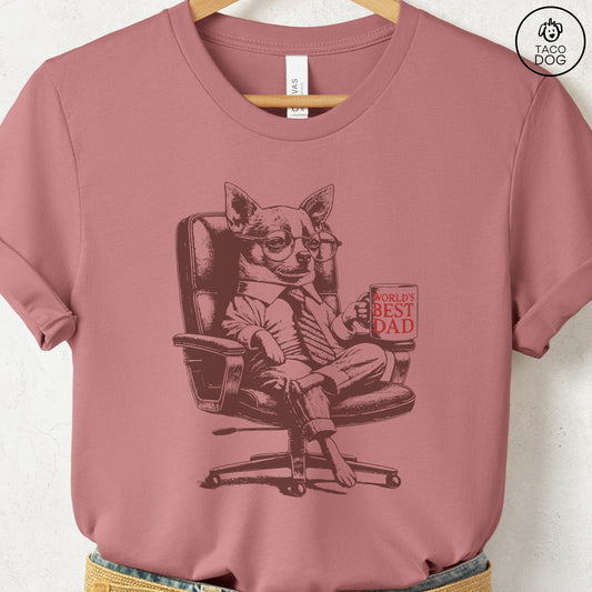 Chihuahua World's Best Dad Mug T-Shirt Heather Mauve Taco-Dog
