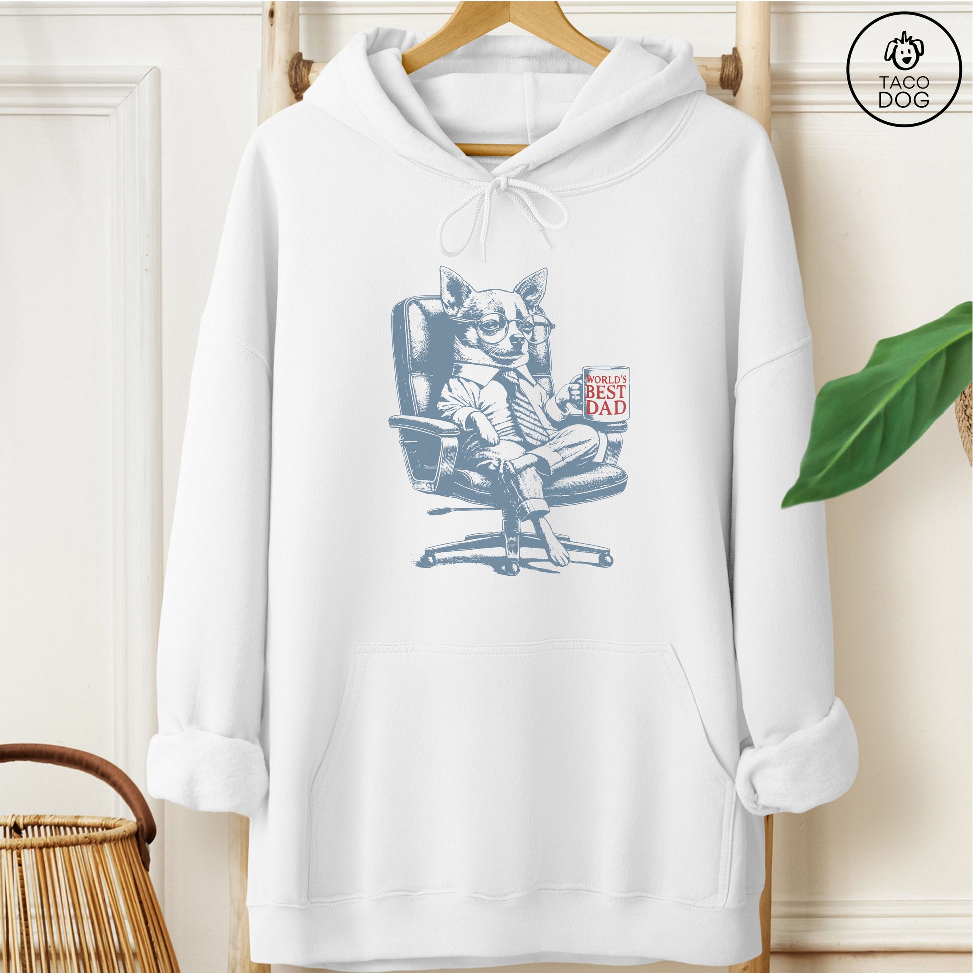 Chihuahua World's Best Dad Mug Hoodie White Taco-Dog