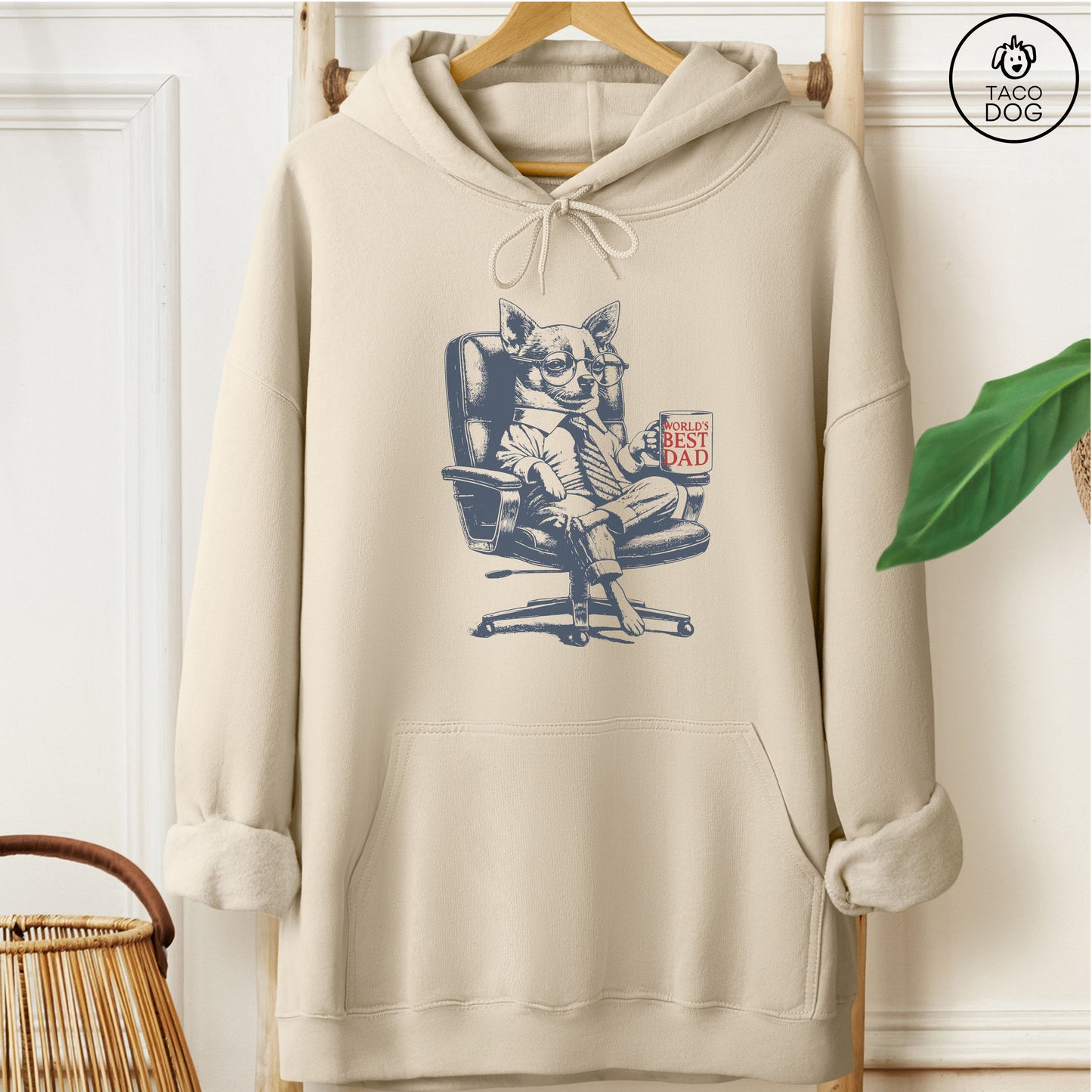 Chihuahua World's Best Dad Mug Hoodie Sand Taco-Dog