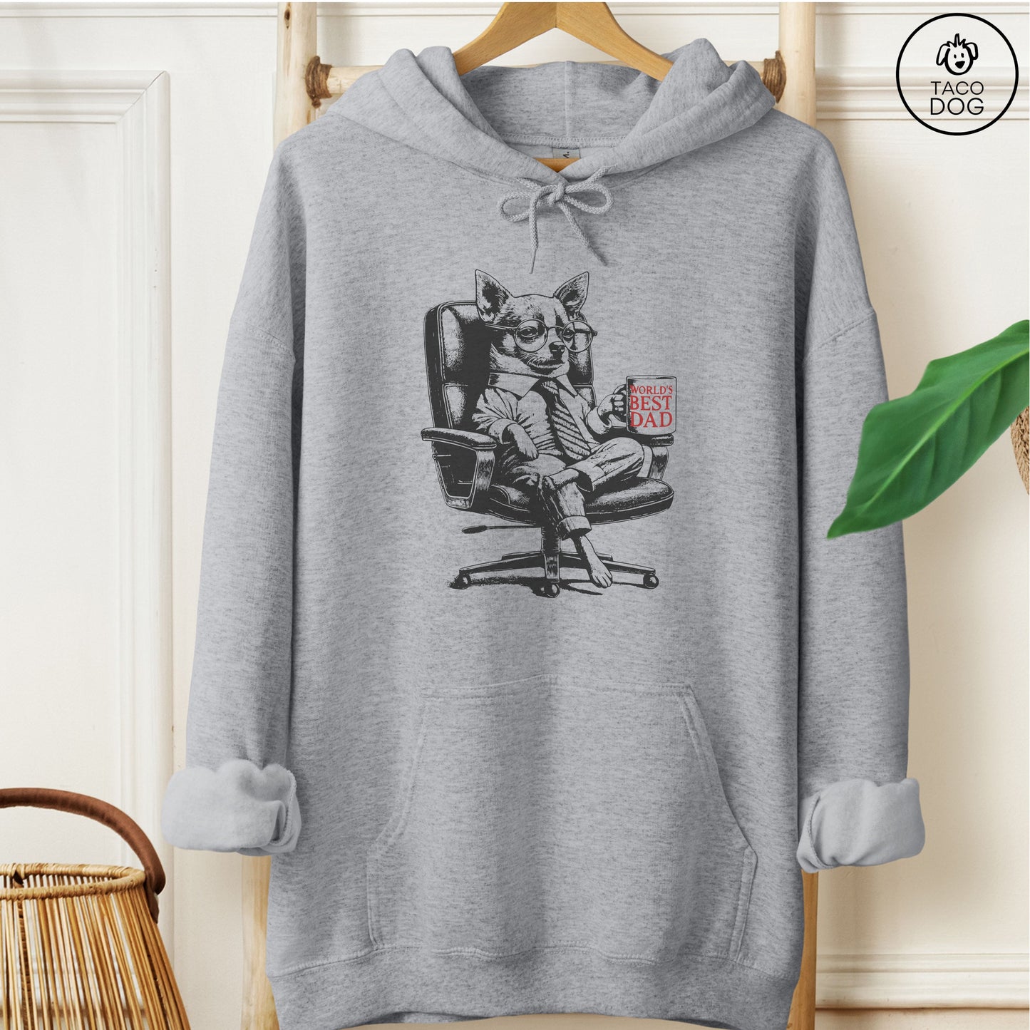 Chihuahua World's Best Dad Mug Hoodie Graphite Heather Taco-Dog