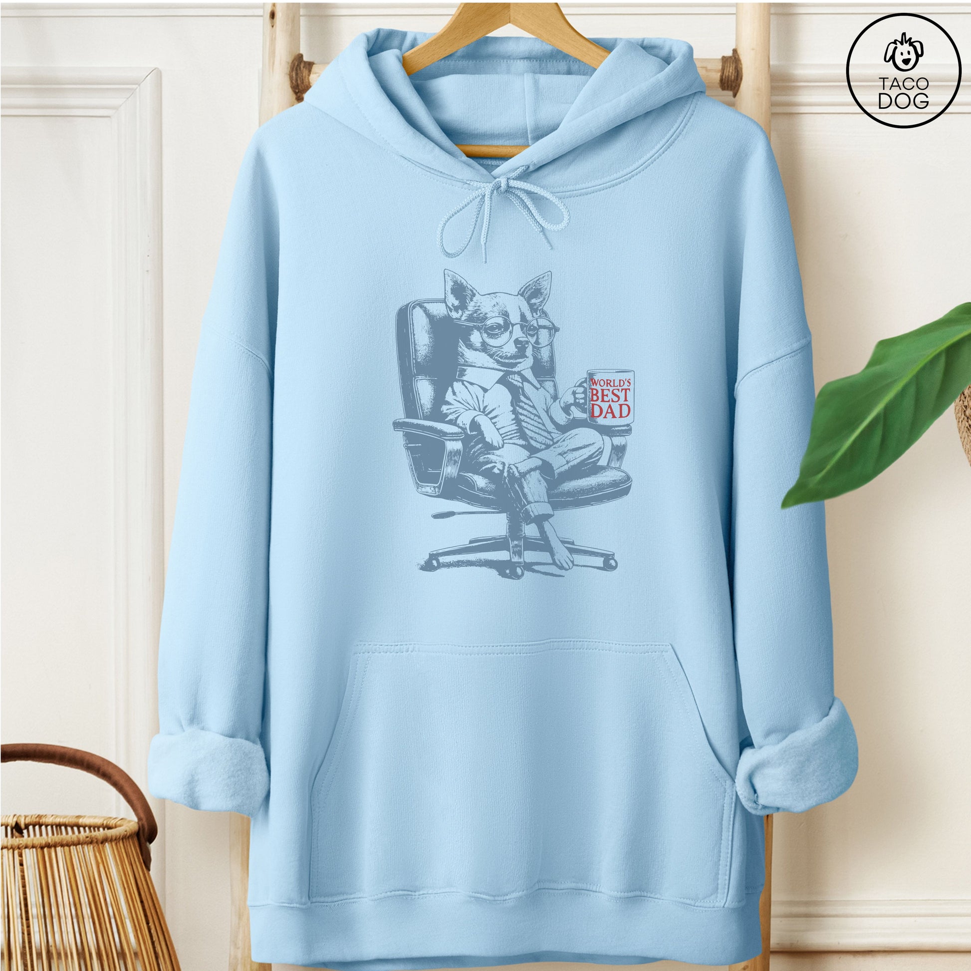 Chihuahua World's Best Dad Mug Hoodie Light Blue Taco-Dog