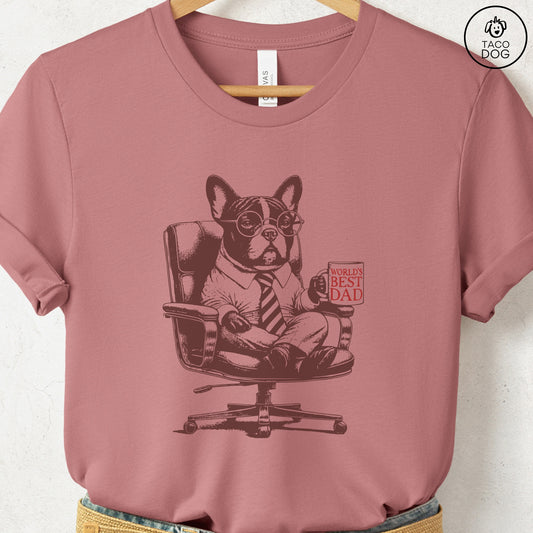 French Bulldog Frenchie World's Best Dad Mug T-Shirt Heather Mauve Taco-Dog