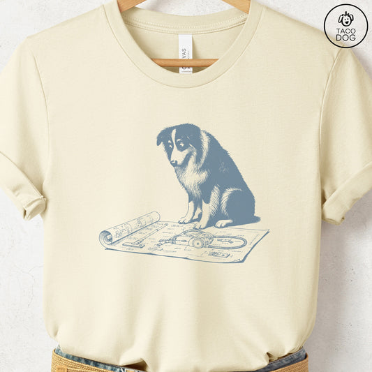 Australian Shepherd Aussie Vacuum Blueprint T-Shirt