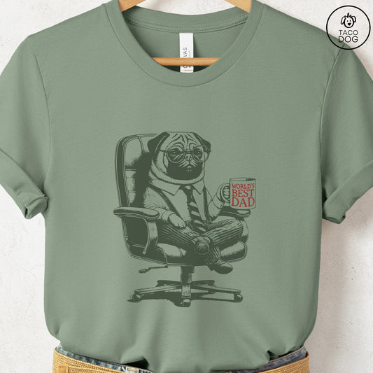 Pug World's Best Dad Mug T-Shirt Sage Taco-Dog
