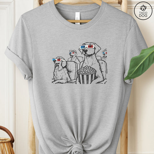 3-D Movie Dogs Cinema T-Shirt Athletic Heather Taco-Dog