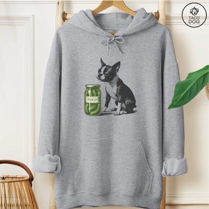 Boston Terrier Pickles Hoodie Graphite Heather