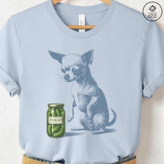 Chihuahua Pickles T-Shirt Light Blue Taco-Dog