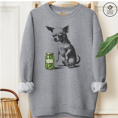Chihuahua Pickles Sweatshirt Graphite Heather Taco-Dog
