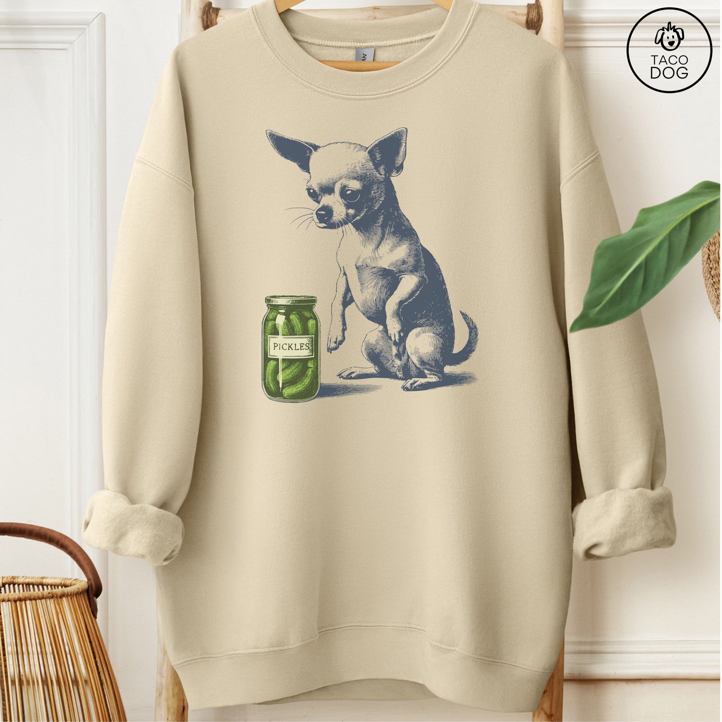 Chihuahua Pickles Sweatshirt Sand Taco-Dog