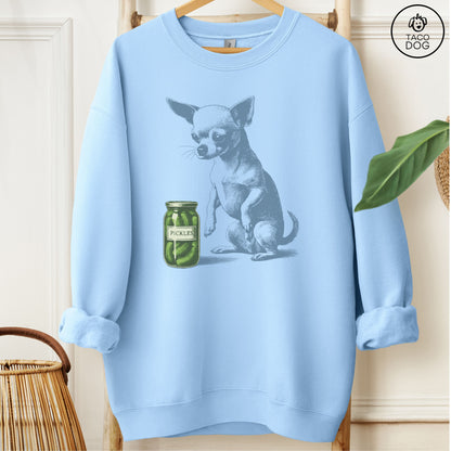 Chihuahua Pickles Sweatshirt Light Blue Taco-Dog