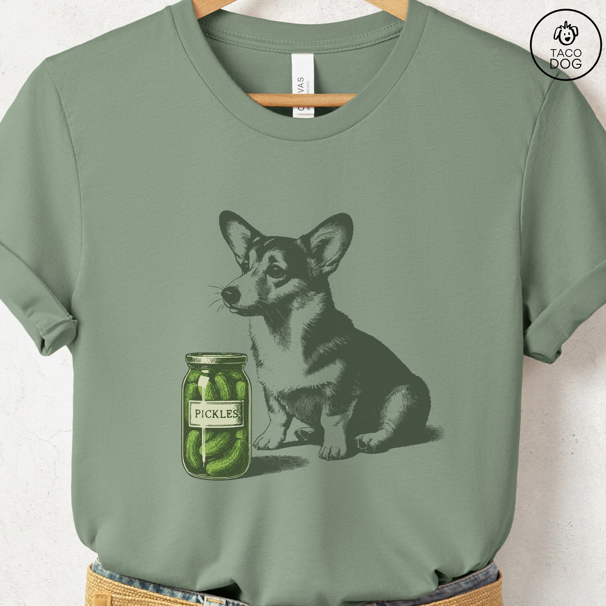 Corgi Pickles T-Shirt Sage Taco-Dog