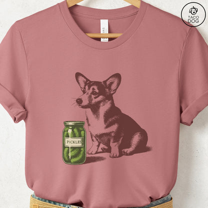 Corgi Pickles T-Shirt Heather Mauve Taco-Dog