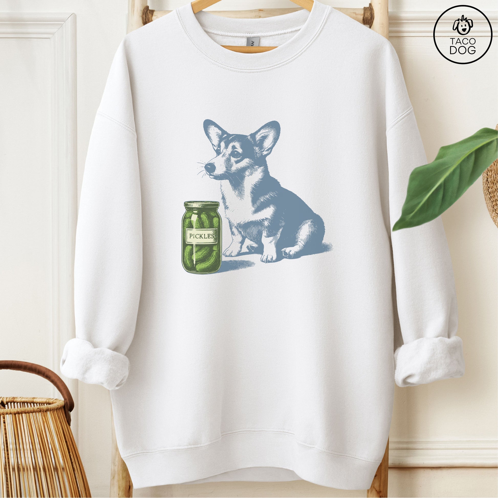 Corgi Pickles Sweatshirt White