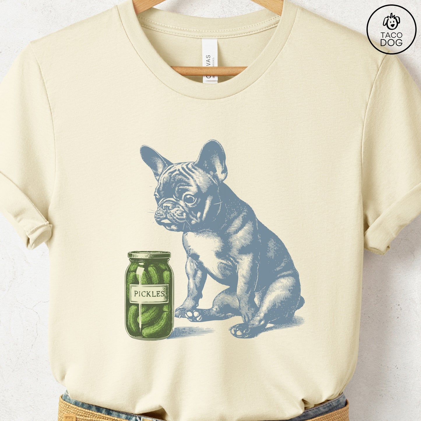 French Bulldog Frenchie Pickles T-Shirt Natural Taco-Dog
