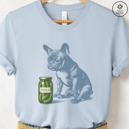 French Bulldog Frenchie Pickles T-Shirt Light Blue Taco-Dog