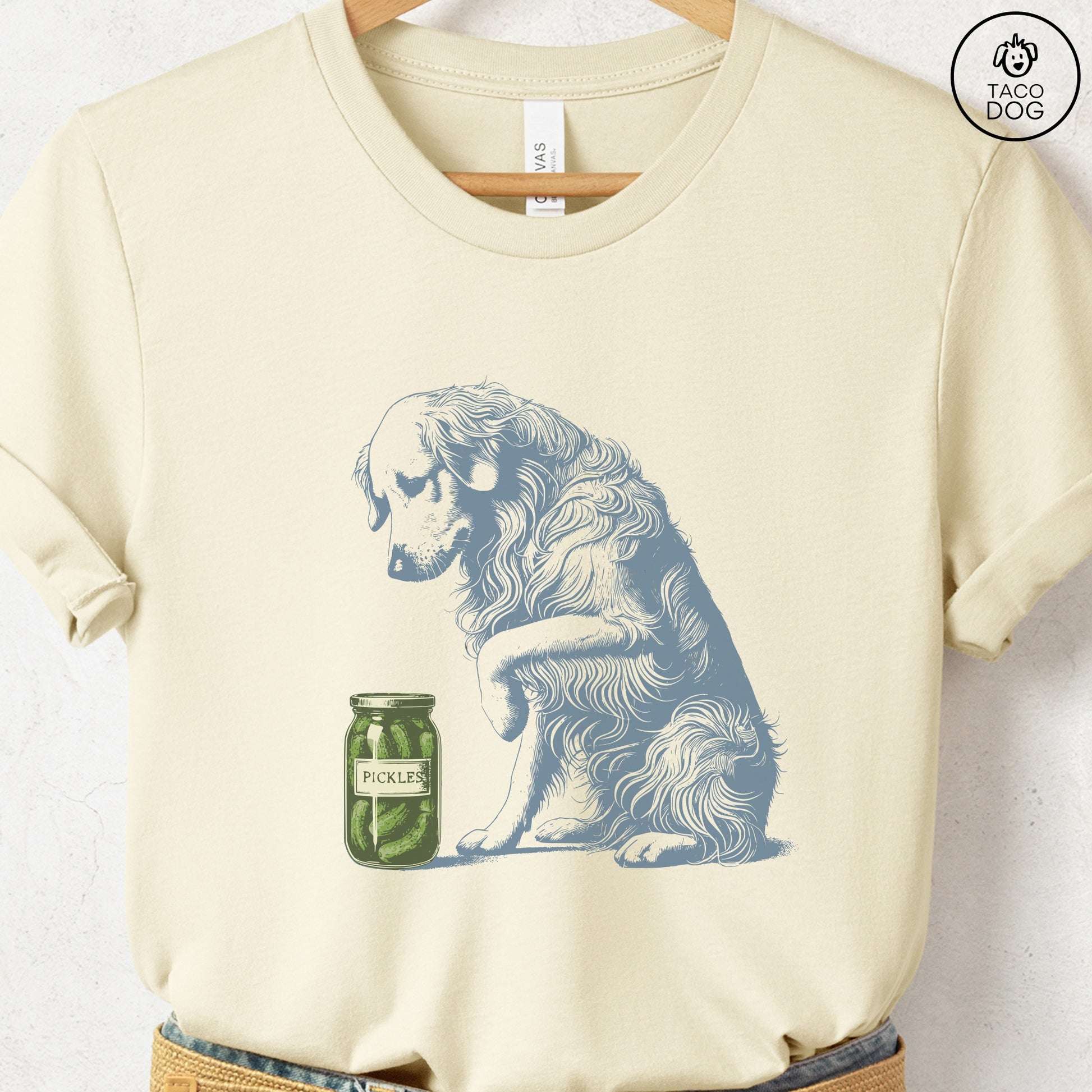 Golden Retriever Pickles T-Shirt Natural Taco-Dog